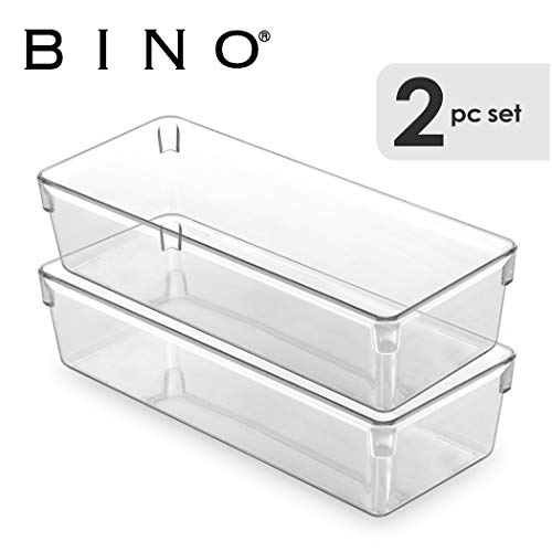 BINO Multi-Purpose Oblong Plastic Drawer Organizer - 2 Pack, Clear - Plastic Storage