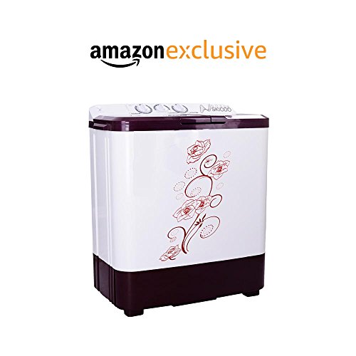 Noble Skiodo 6.8 kg Semi-Automatic Top Loading Washing Machine (68WMVM Twin Tub Eco Wash, Burgundy and Grey)