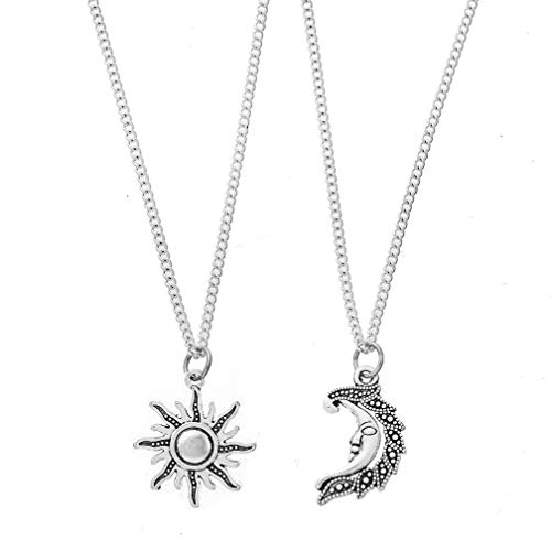 MJartoria Best Friend Necklace Sun and Moon BFF Necklace for 2 Friendship or Couples Matching Necklaces Jewelry Gifts