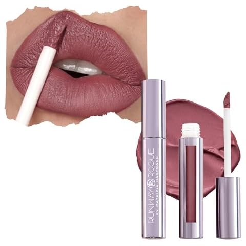 Runway Rogue Velvet Glam Liquid Lipstick, Almost-Matte Faded Mauve Lipstick with a Hint of Plum, ‘Glam Squad’ Cover