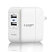 Spigen Essential F202 USB Wall Charger 2-Port 4.8 Amp USB Travel Charger Folding Plug for iPhone X / 8 / 8 plus / 7 / 7 Plus / 6S / 6S Plus / Galaxy Note 8 / S8 / S8 Plus / S7 Edge & More - White