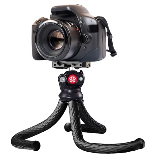 Tripode para Movil, Mini Flexible Tripode Camara, Mini Trípode Movil Portátil Giro de 360°, Palo Selfie Tripode con Tornillo 1/4'' para iPhone Vídeo