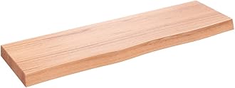 vidaXL Bathroom Countertop in Light Brown, Handmade Solid Oak Wood with Live Edge, Pre-Treated, Versatile for Various Bases, 39.4"x11.8"x0.8"-2.4"