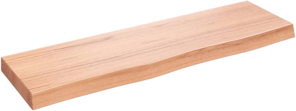 vidaXL Bathroom Countertop in Light Brown, Handmade Solid Oak Wood with Live Edge, Pre-Treated, Versatile for Various Bases, 39.4"x11.8"x0.8"-2.4"