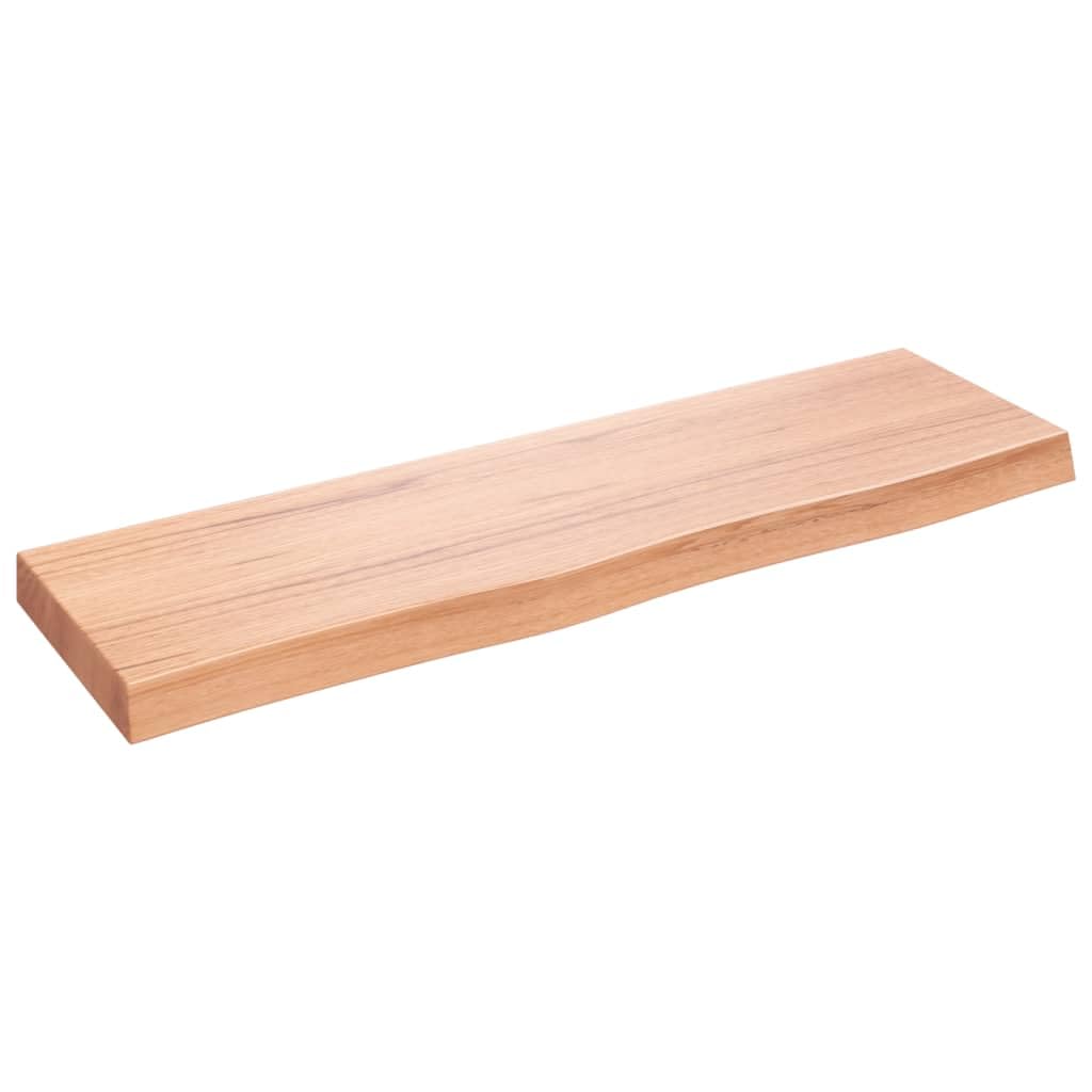 vidaXL Bathroom Countertop in Light Brown, Handmade Solid Oak Wood with Live Edge, Pre-Treated, Versatile for Various Bases, 39.4"x11.8"x0.8"-2.4"