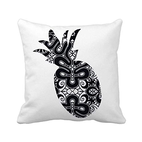 Housse de coussin rococo ananas noir et blanc lavable en machine - 2