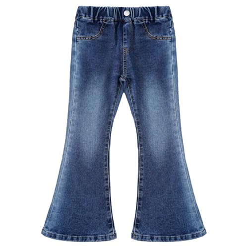 JEYPINMI Girl's Ripped Denim Jeans Ruffle Flare Pants Leggings High Waist Bell-Bottoms Distressed Trousers2