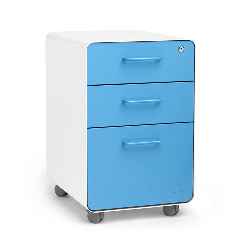 Amazon.com: Poppin Stow 3-Drawer Rolling File Cabinet - White +