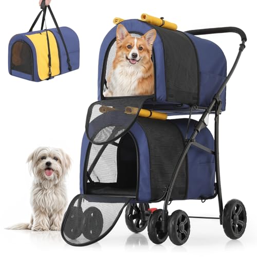 MoNiBloom Double Dog Stroller Detachable Carrier Bags Large