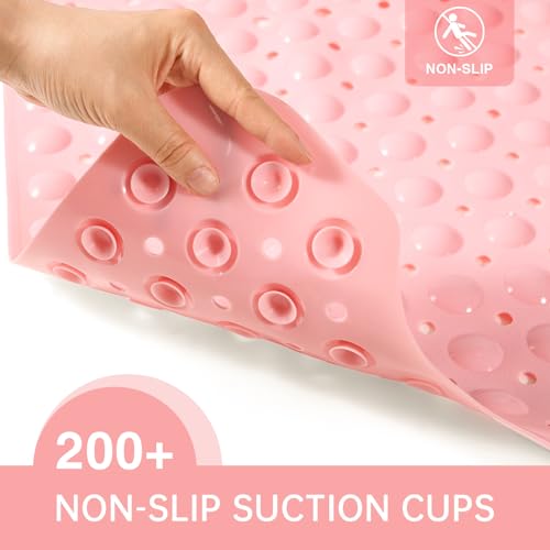 Alfombrilla antideslizante para bañera extralarga rosa lavable 99x41 3