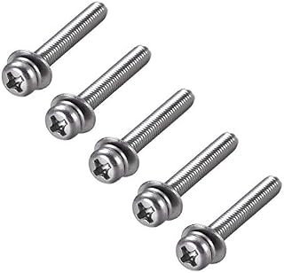 sourcing map M4 x 30mm Stainless Steel Phillips Pan Head Machine Screws Bolts Combine with Spring Washer and Plain Washers 5pcs