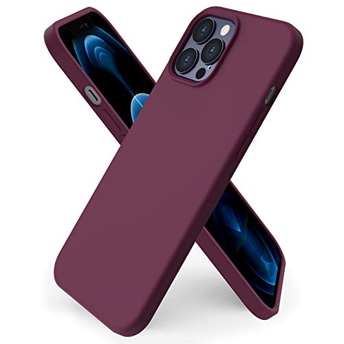 ORNARTO Custodia Compatibile con iPhone 12 Pro Max Cover 6,7”, Protezione Completa Cover Sottile in Gomma Gel Morbida con Fodera in Microfibra 6,7 pollici Vino Rosso