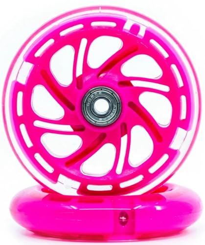 CORE Ruedas LED iluminadas para scooter, ruedas de repuesto de nailon de 110 mm con rodamientos ABEC 7 para niños, rueda intermitente, sin baterías, 1 par (2 ruedas), color rosa