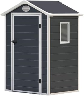 BillyOh Kingston Apex Plastic Shed Inc. Floor | Small Plastic Garden Storage | Outdoor Storage Shed | 4ft x 3ft - Grey