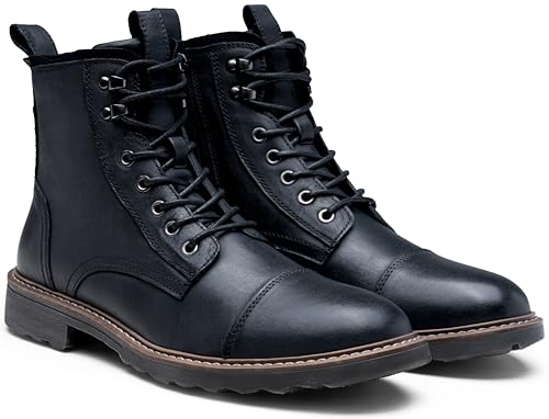 Image of Vostey Mens Boots Motorcycle Casual Boots for Men Zipper Fashion Chukka Boots Mens