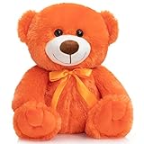 WENMOTDY Super Color Teddy Bear Stuffed Animals Plush Toy for Children Girlfriend Family Congratulations Baby Shower Birthday Orange 14 inch