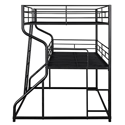 Lch Metal Triple Beds Full Xl Over Twin Xl Over Queen Size, 3 Bunk Bed Frame With Long And Short Ladder For 3, Heavy Duty Bunk Beds For Kids Teens Adult (Black) #TOP6