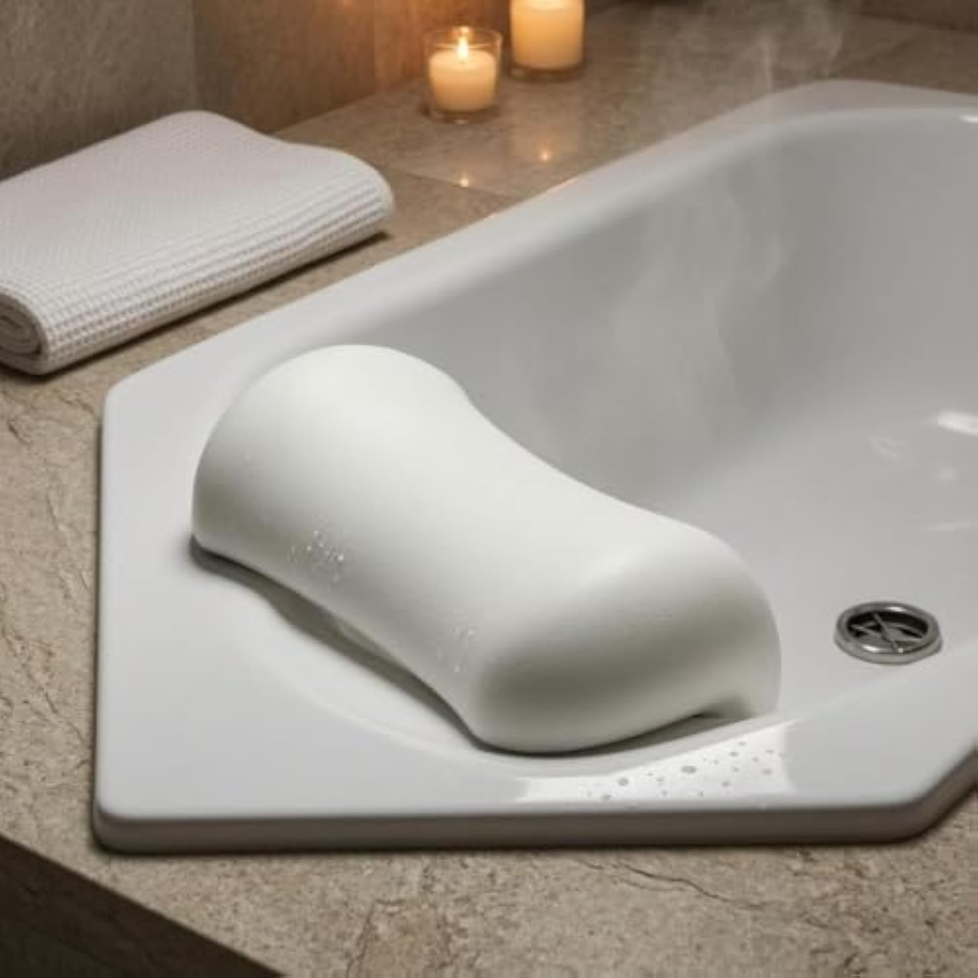 Recessed Underside Bath Tub Headrest Pillow