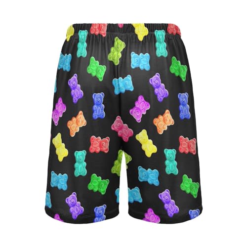 Pigsaly Pajama Shorts Colorful Sweet Jelly Bears Men's Pajama Bottoms Gummy Candy Sleep Pajama Drawstring Shorts XL2