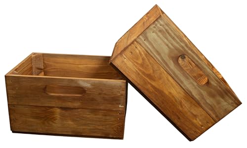 Kistenkolli Altes Land Einschubkiste passend für Billy-Regale in verschiedenen Farben und Größen Schublade Holzkiste Weinkiste Obstkiste Regalkiste (2er Set Ocker)