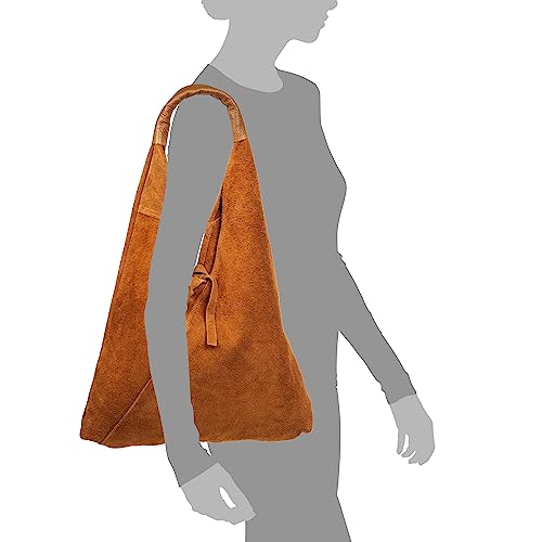 FIRENZE ARTEGIANI. Agnana Borsa Shopper Donna Vera pelle scamosciata e Dollaro. 36 x 10 x 30 cm. Colore: pelle, CUOIO, Utility - 4