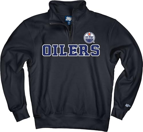 Blue 84 Edmonton Oilers NHL Officially Licensed Quarter Zip Sweatshirt Power Play, Large Team Color