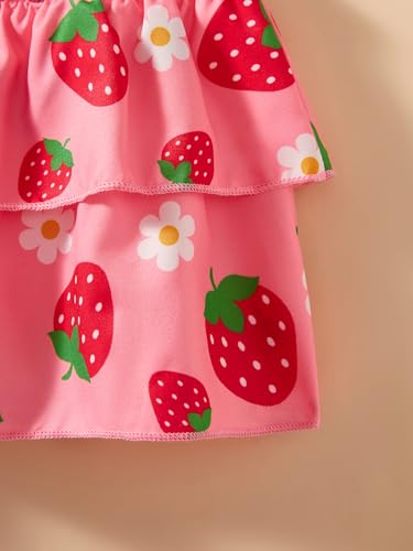 Image of Little Girls Skirt Set - 2 Piece Short Sleeve Top Shirred Tiered Skirt Outfit Girls Spring Summer Clothes 3-8 Years