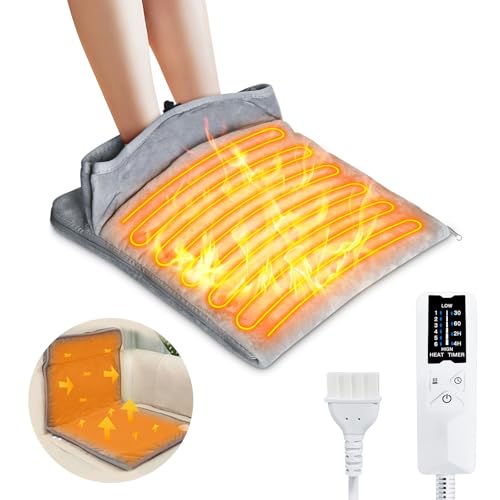 glossave 足温器 電気座布団 フォットウォーマー【2025革新版 座布団・足温器2in1】足元ヒーター 足首ウォーマー コンセント式 電気足温器 【6段階温度調節&4段階タイマー】PSE認証 暖房器具 30秒速暖 過熱防止 足入れヒーター 電気ホットマット 両面発熱 省エネ 洗濯可能 冷え対策