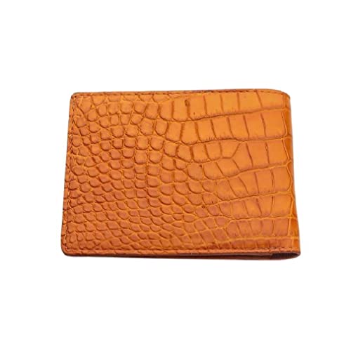 Light Brown Crocodile Mens Wallet, Gold, Medium3