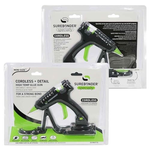 Surebonder Cordless/Corded High-Temperature Mini Hot Glue Gun with Fine Tip for Detailed Crafting and DIY Projects, 20 Watts (CL-195F) by Surebonder - Image 3