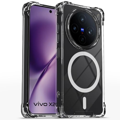 Image of Amazon Basics Back Cover for Vivo X200T 5G Mag-Safe Shockproof PC + TPU Protective Case Magnetic Support Bumper Case (Transparent Mag-Safe)