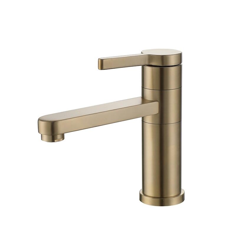 Mitigeur rotatif or brossé pour lavabo de salle de bain design et meuble de vanité chic