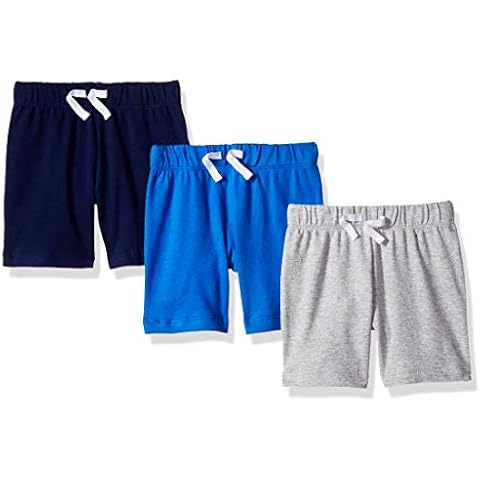 Amazon Essentials Baby Mädchen Baumwollshorts Zum Schlüpfen, 3er-Pack, Blau/Grau, 24 Monate Cover