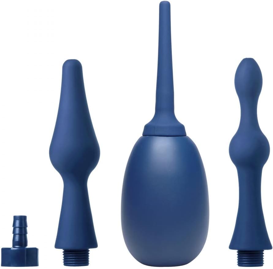 Flex Tip Enema Kit with 8 oz Bulb – Silicone Attachment Set with 4 Flexible Tips & Adapter – Body-Safe Hypoallergenic Enema Kit for Comfortable Cleansing