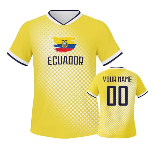 2026 Ecuador Kids Soccer Jersey Boys Girls Youth 3-14Y, Custom Name Number National Flag Football Shirt, Futbol Camiseta Playera, Patriotic Game Day Fan Gift Practice Outfit