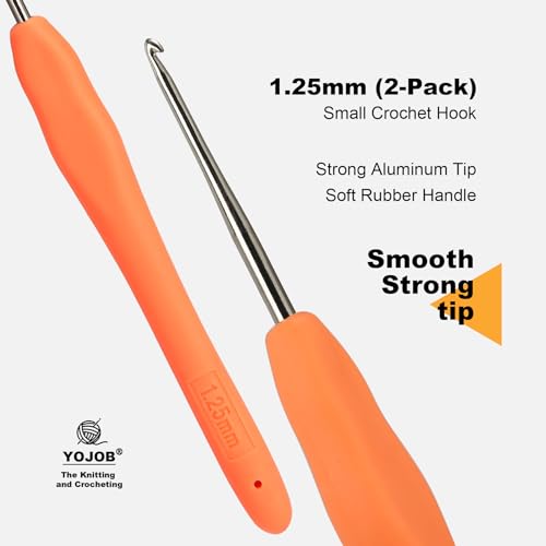 Image of 2Pcs 1.25mm Small Crochet Hooks, Ergonomic Small Lace Crochet Hook for Beginners, Crochet Needles for Crocheting, Smooth and Comfortable for Arthritis (1.25mm)