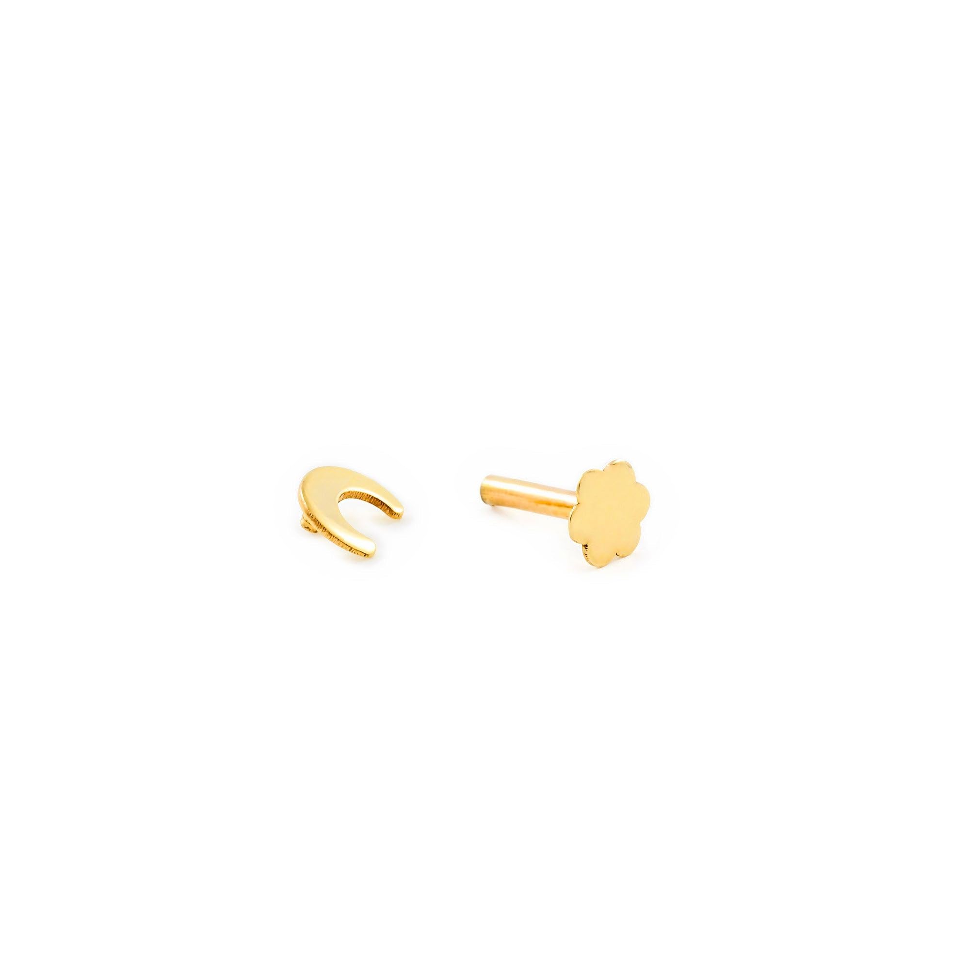 Piercing Oro cartilago luna 4 mm (9kts) - Estuche Regalo - Certificado de Garantía - Mondepetit