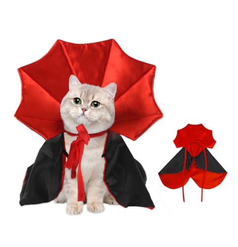 Disfraz capa vampiro para gato Halloween ajustable rojo negro