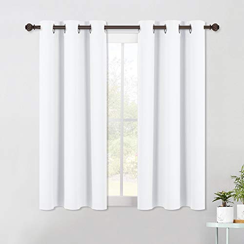 NICETOWN Curtain Panels for Bedroom - Home Decoration Solid Grommet Draperies/Drapes, Not Blackout Window Curtains for Kitchen (2 Panels, 42 by 54, Wh