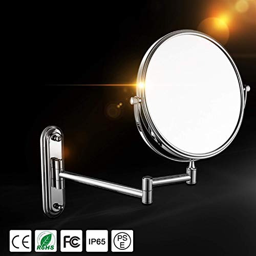 Miroir de salle de bain double face pivotant bras extensible cuivre