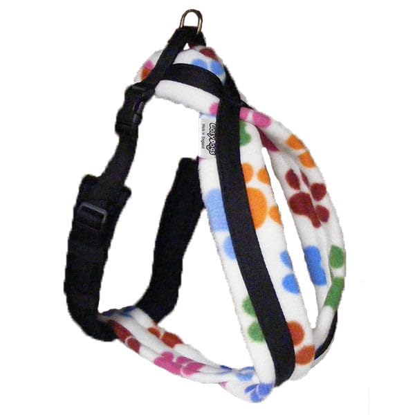 Cosydogs Fleece Dog Harness in Cream With Multi Coloured Paws: Size 3.5