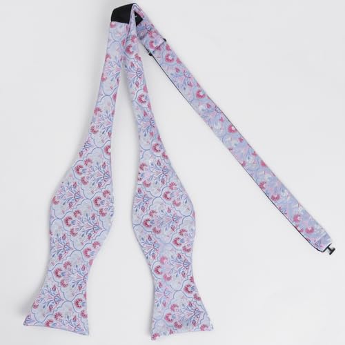 Image of Alizeal Mens 2pcs Floral Pattern Bow Tie Set | Self-tied Pocket Square Colorful Perfect for Weddings Proms Business