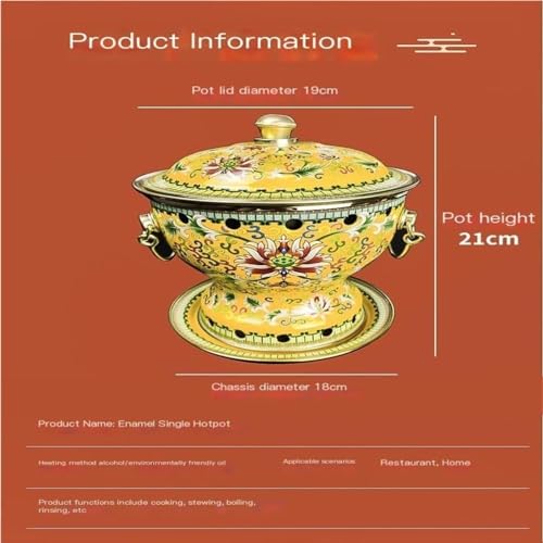 Olla para Hot Pot de Esmalte y Cobre 19x21 cm Amarilla miniatura 2