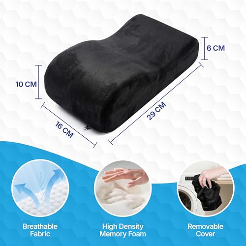 Image of KINGSWAY Car Accessories Centre Console Armrest Cushion Pillow Pad, Long Drive Travel Comfort Memory Foam Car Cushion in Black, Super Soft and Super Comfort Plain Design, Pack of 1
