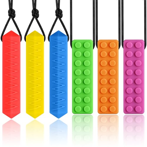 Sensory Chew Necklaces for Autistic Chewers, Food-Grade Silicone Oral Motor Chew Toys & Hand Fidgets for Autism, ADHD, SPD, Anxiety or Special Needs