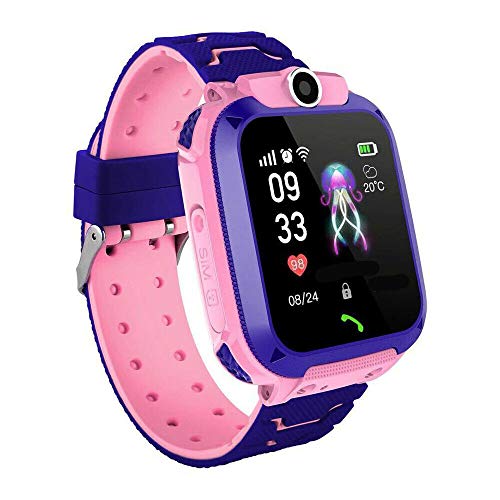 Miaouyo Kinder Armbanduhr Digital Analog Wasserdicht Telefon Uhr Telefonieren SOS Tracker GPS Touchscreen Mobile Smartwatch Telefon Uhr mit SIM Karte Anruf Voice Chat Kamera Mädchen Jungen Cover