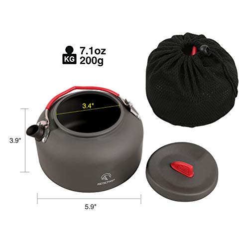 Redcamp 1.4L Medium Outdoor Camping Kettle, Aluminum Water Pot With Carrying Bag, Compact Lightweight Tea Kettle #TOP5