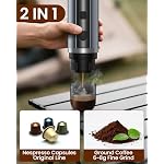 Amjdcoe Portable Espresso Maker, 20 Bar Electric Espresso Machine for Travel, Camping, Rechargeable USB-C Mini Coffee Maker for NS Capsule Pods and Ground Coffee, Gray - Image 5