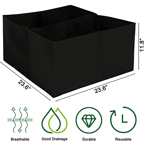 Feitore Fabric Raised Garden Bed, 30 Gallon 4 Grids Square Garden Plant Grow Bags Breathable Planting Bags For Vegetables, Flowers Herb Garden Planter #TOP1