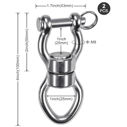 SELEWARE Silent Bearing Swing Swivel, 360° Rotational Device Hanging Accessory with Removeable Buckle for Tree Swing, Hammock Chair, Climbing Rope, Yoga, Kids Swing Swivel 1200LB Capacity, 2 Pack